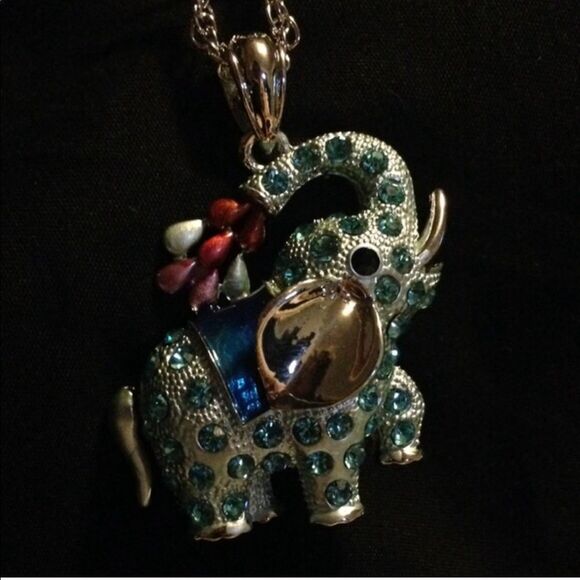(S2) Blue Elephant Necklace - Picture 2 of 5